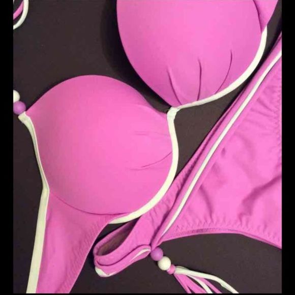 NWT VS BIKINI LILAC PURPLE MINT BEADS STRAPPY - Picture 2 of 4